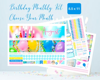 2024 NEW EC 8.5 x 11 CHOOSE Your Month Birthday Monthly Kit Erin Condren or Happy Planner