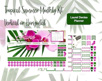 2024 Tropical Summer June, July or August Monthly Kit Laurel Denise Vertical or Horizontal Planner!!