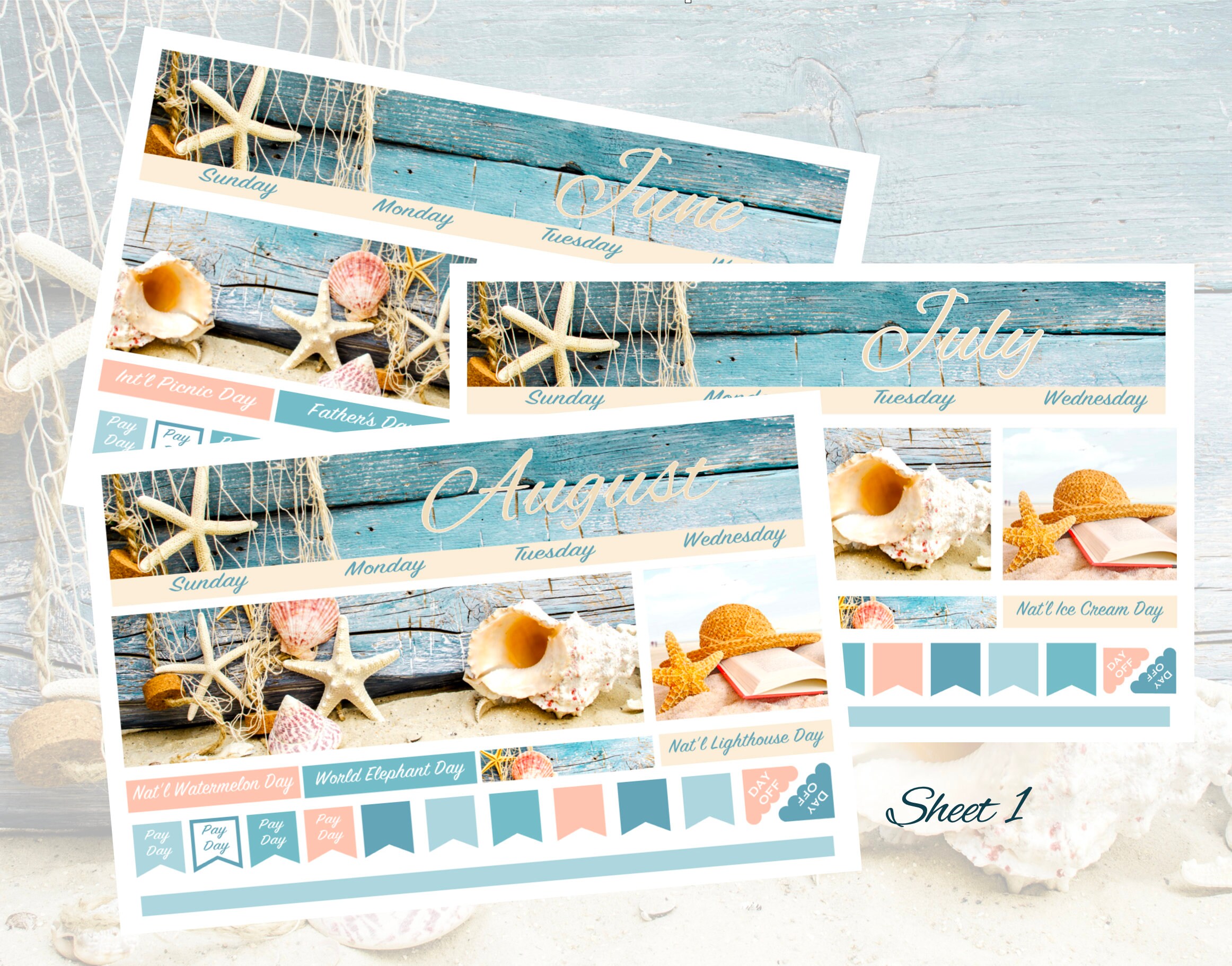 2026 June, July or August Nautical Monthly Kit Erin Condren and Classic ...