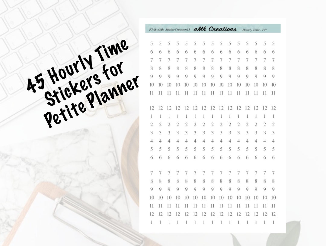 Erin Condren Hourly Time Stickers for Petite Planner - Etsy