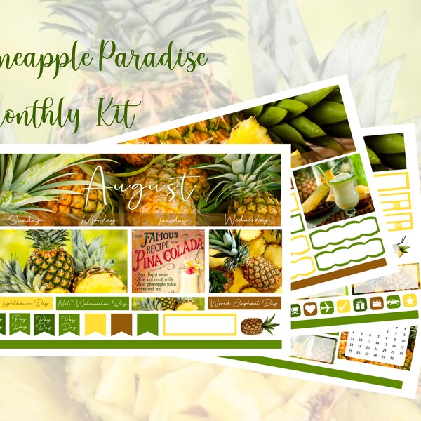 2024 Pineapple Paradise! Photography June, July, August or September Monthly Kit ECLP & Happy Planner!