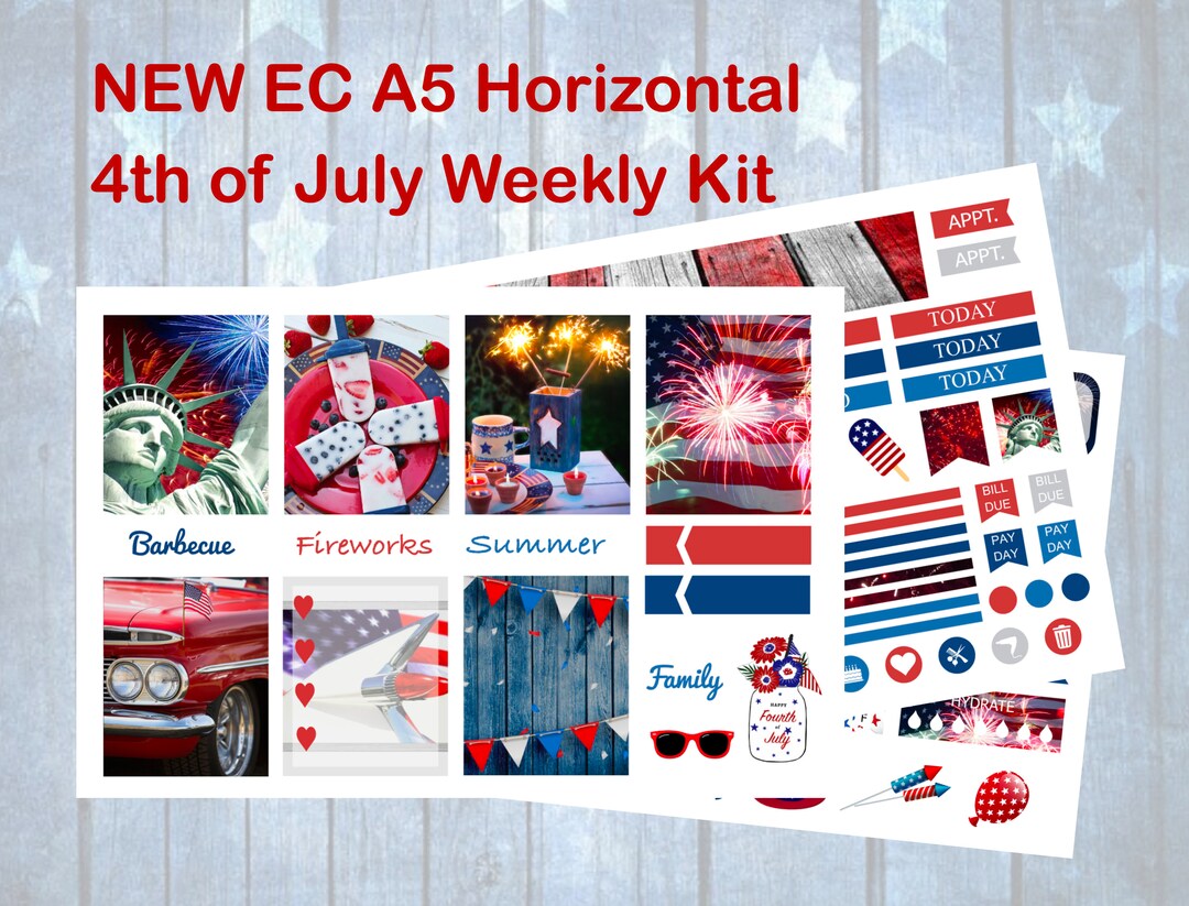 4th of July Independence Day EC A5 Horizontal Weekly Kit - Etsy