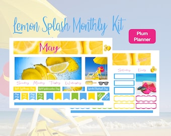 ¡NUEVO Kit de fotografía mensual Lemon Splash 2026, planificador Plum para mayo, junio, julio o agosto!