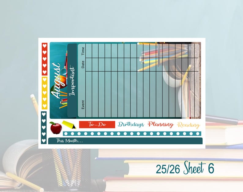 2026 Back to School September or August Photography Monthly Kit Erin Condren & Happy Planner!! image 9