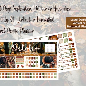 2025 Fall Days September, October or November Monthly Kit Laurel Denise Vertical or Horizontal Planner!!