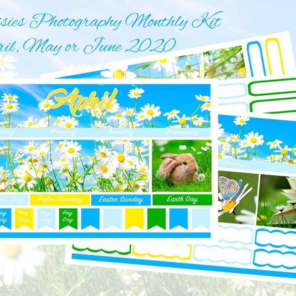 2024 March, April, May or June Spring Daisies Monthly Kit Erin Condren or Classic Happy Planner!