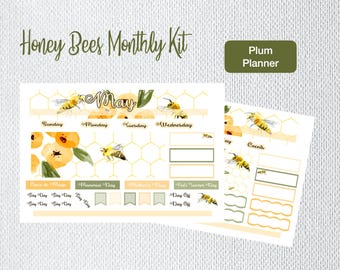¡NUEVO 2026! Kit mensual Honey Bees Planificador de color ciruela para marzo, abril, mayo o junio