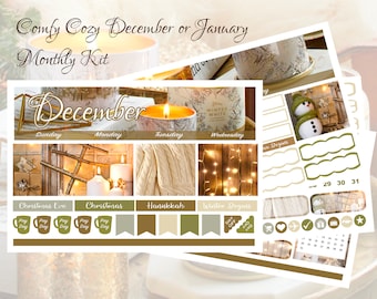 2026/27 Comfy Cozy December or January Monthly Kit Erin Condren & Classic Happy Planner