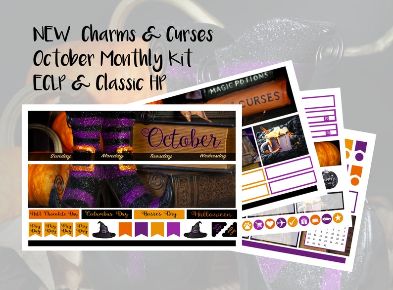 October Charms and Curses Monthly Kit Erin Condren & Happy Planner - Etsy