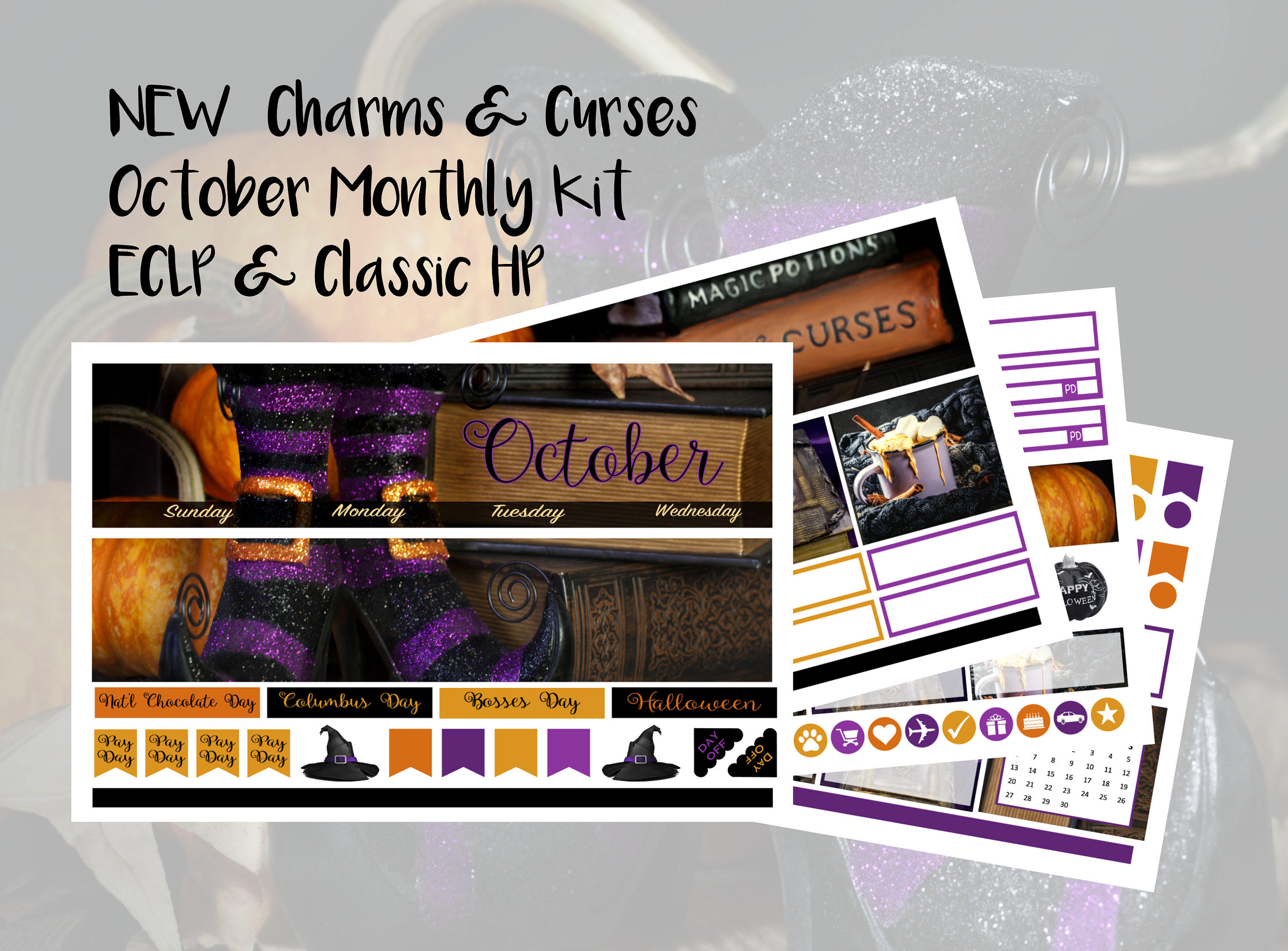 October Charms and Curses Monthly Kit Erin Condren & Happy Planner - Etsy