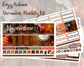 2024 Cozy Autumn October or November Monthly Kit Erin Condren & Happy Planner