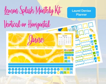 2024 Lemon Splash June, July or August Monthly Kit Laurel Denise Vertical or Horizontal Planner!!