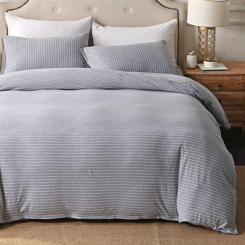 PURE ERA Cotton Jersey Knit Home Bedding Sets Luxurious Duvet Etsy