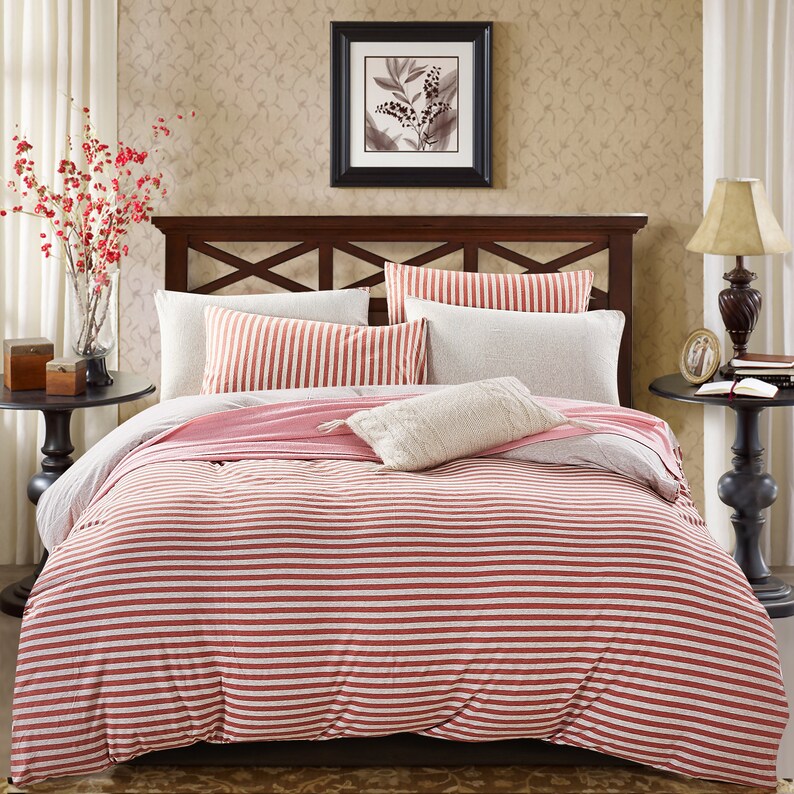 Pure Era Red Stripe Luxurious Duvet Cover Quilt Cover Doona Etsy