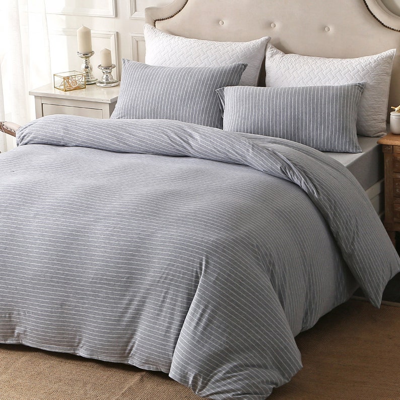 PURE ERA Cotton Jersey Knit Home Bedding Sets Luxurious Duvet Etsy