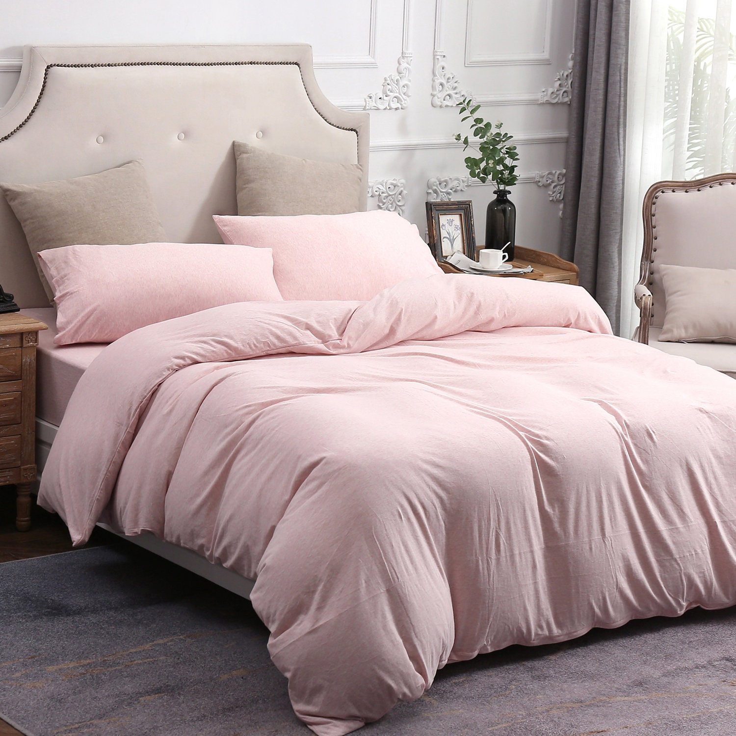 PURE ERA Cotton Jersey Knit Home Bedding Sets Luxurious Duvet Etsy
