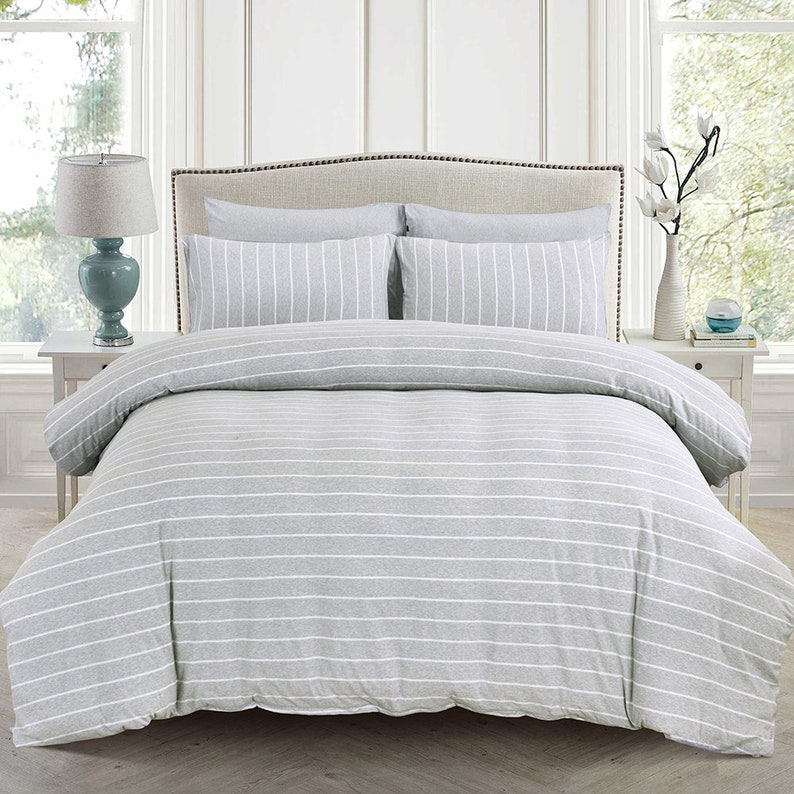 Pure Era Cotton Jersey Knit Luxurious Striped Duvet Etsy