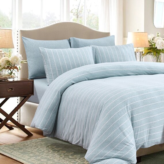 Pure Era Cotton Jersey Knit Luxurious Striped Duvet Etsy