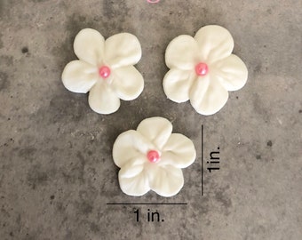 1 Dozen Royal Icing Flowers ~ Customization Available ~ Hand Piped Edible Flowers ~ Freshly Made Flowers ~ Cake & Cookie Icing Decorations