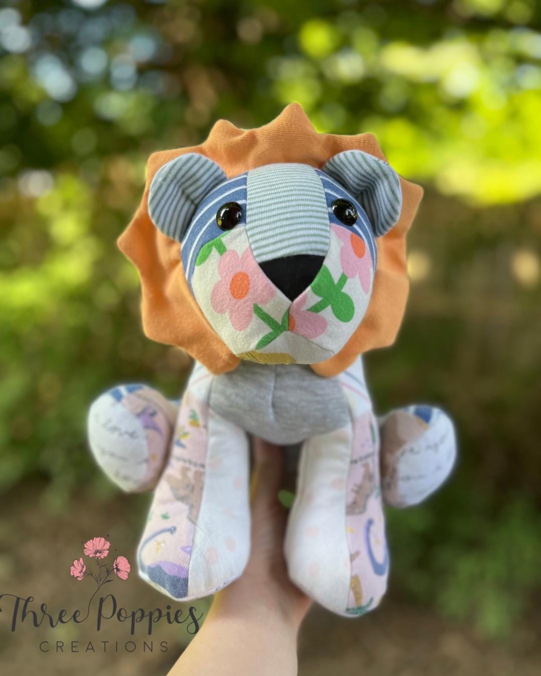 Memory Lion, Keepsake Bear, Memorial item from clothing sitting bear Baby bear Larry