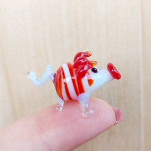 Lampwork Glas Schwein Figur: Winziges Sammler Tier, Puppenhaus Miniatur
