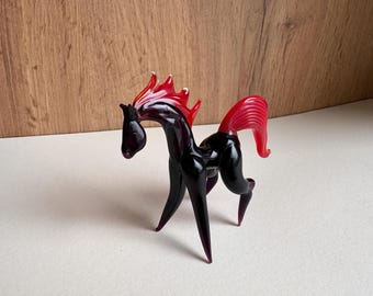 Handmade Murano Glass Horse Figurine, Collectible Art Glass