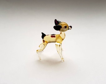 Miniature Glass Deer, Glass Baby Deer, Collectible Glass Fawn, Mini Glass Animals, Doll House Animals
