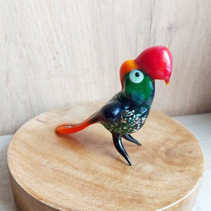 Collectible Сockatoo Figurine, Glass Parrot Figurines, Collectible Glass Birds, Glass African Animals, Hand Blown Сockatoo Figurine