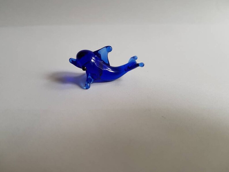 Miniscule Glass Animals Collectible Glass Dolphin Miniature Glass Figurines Doll House Figurines Hand Blown Glass Dolphin