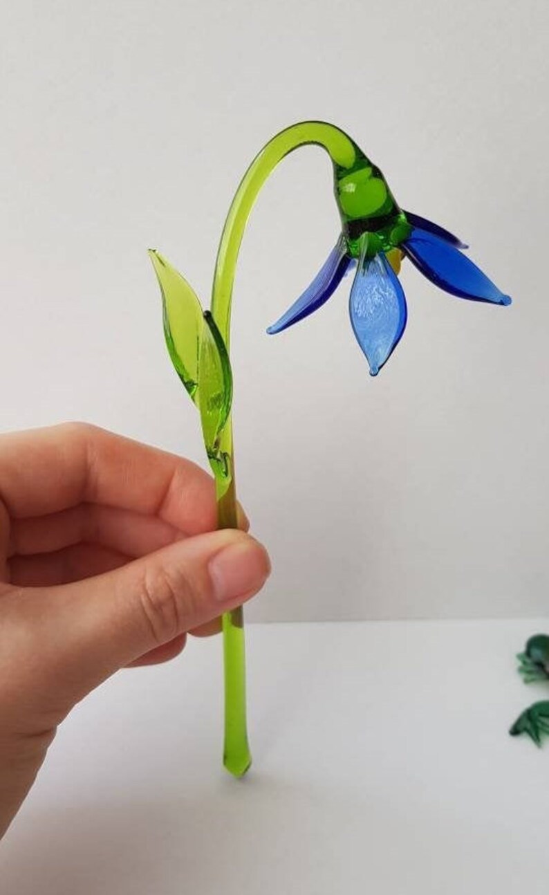 Glass Bell Flower Figurine Hand Blown Bell Flower Glass Etsy