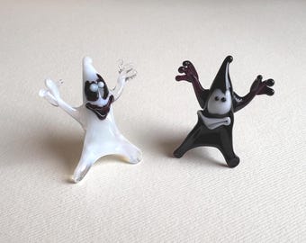 Hand Blown Glass Ghost Figurine - Halloween Decoration