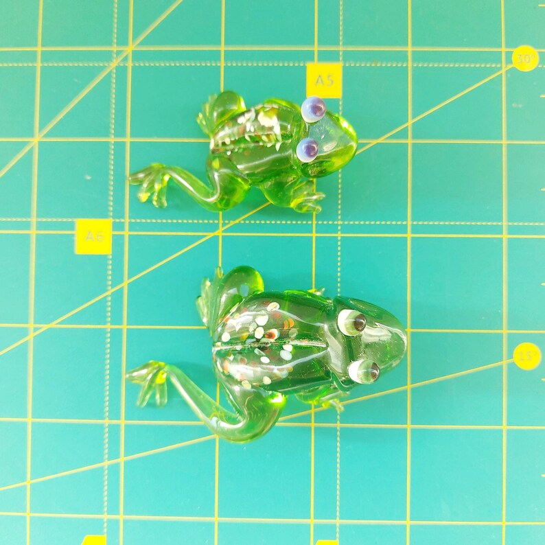 Frog Glass Figurine Green Frog Glass Figurine Etsy