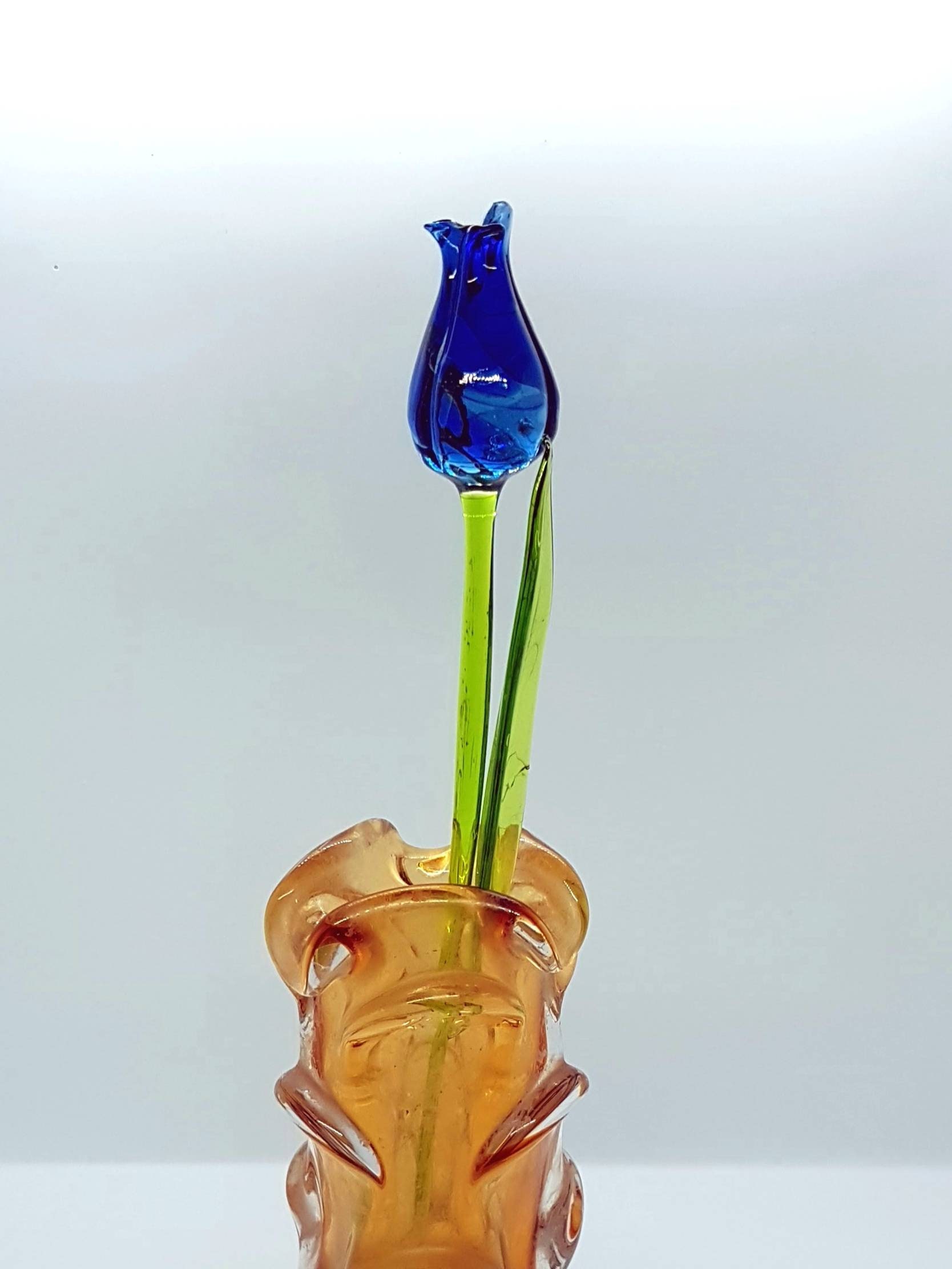 Glass Tulip Flower Hand Blown Tulip Flower Tong Stem Glass Etsy