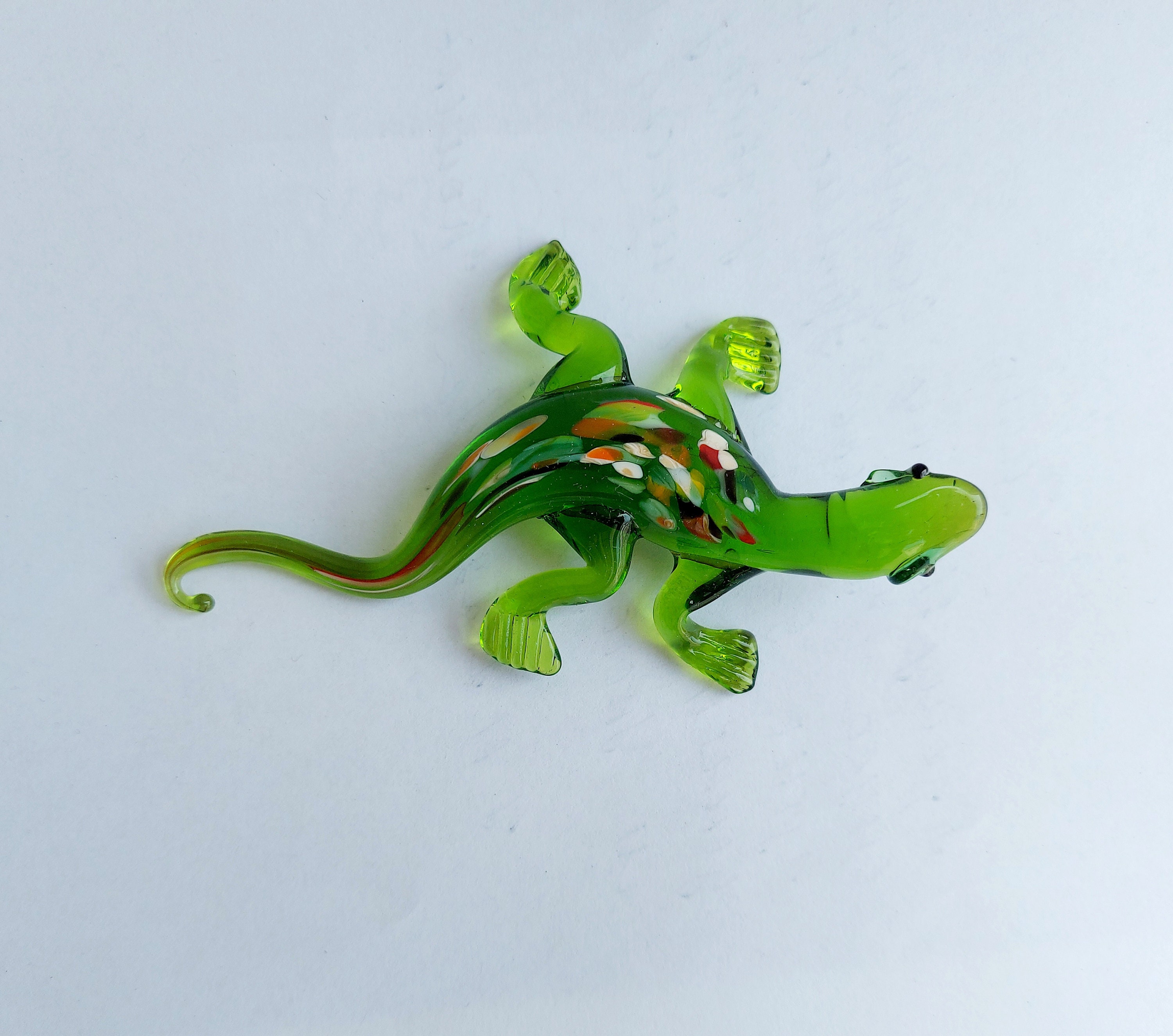 手吹きガラスのヤモリ：コレクター向け爬虫類置物 - Etsy 日本