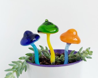 Murano Glass Mushroom Figurine: Colorful Garden Decor