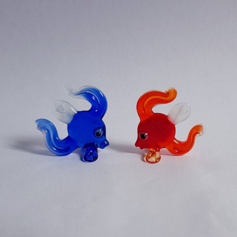 Miniature Glass Figurines Murano Glass Fishes Doll House Figurines Colorful Glass Fishes Glass Golden Fish