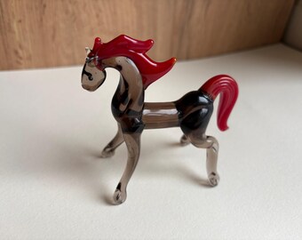 Handmade Murano Glass Horse Figurine, Collectible Art Glass