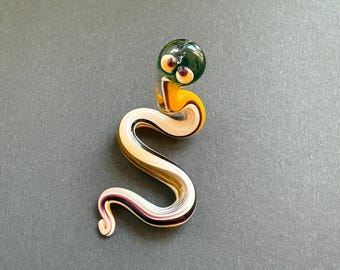 Handmade Glass Python Figurine: Collectible Lampwork Snake