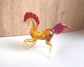 Handmade Murano Glass Horse Figurine, Collectible Art Glass
