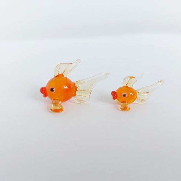 Miniature Glass Figurines, Colorful Glass Fishes, Murano Glass Fishes, Glass Golden Fish, Doll House Figurines