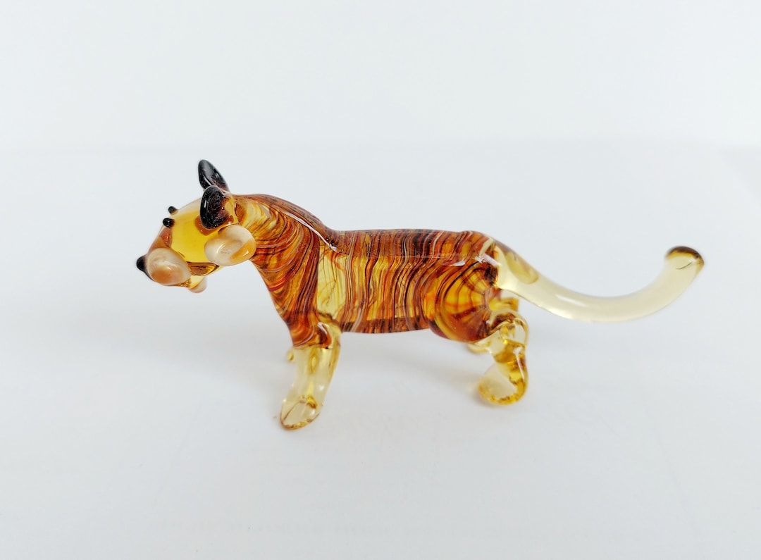 Collectible Tiger Glass Figurine Miniature Glass Animal Etsy