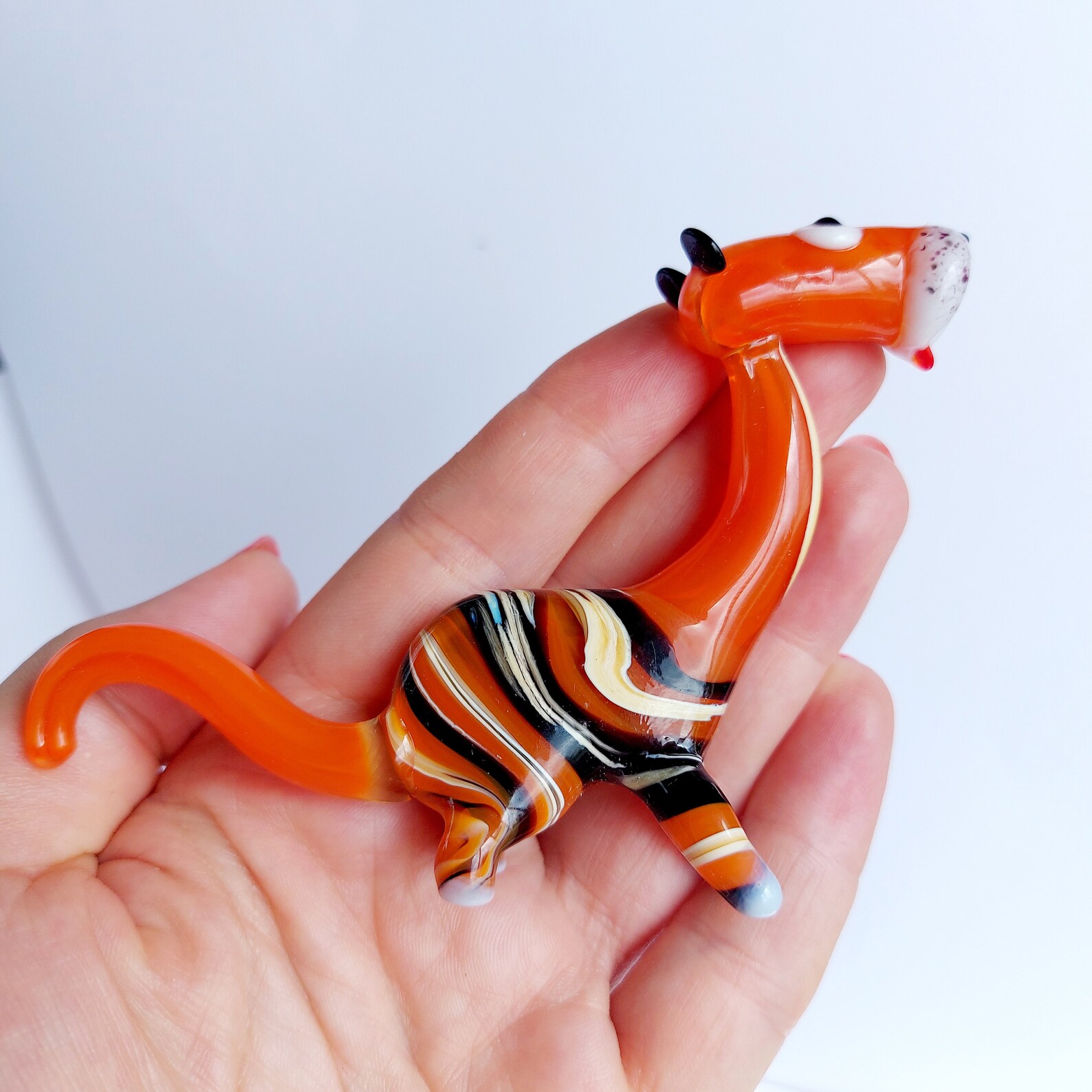 Collectible Tiger Glass Figurine Miniature Glass Animal Etsy