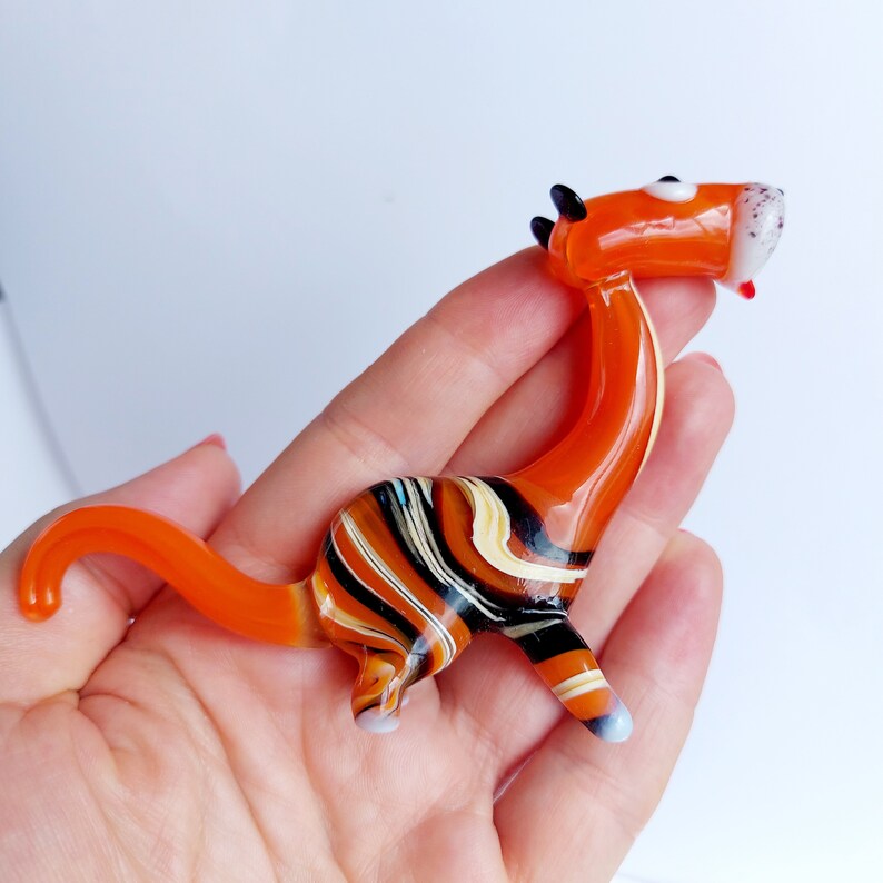 Collectible Tiger Glass Figurine Miniature Glass Animal Etsy
