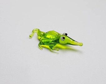 Miniature Murano Glass Crocodile Figurine: Dollhouse Collectible