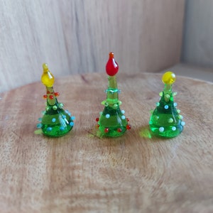 Miniature Lampwork Glass Christmas Tree: Dollhouse Figurine (1.7 inch)
