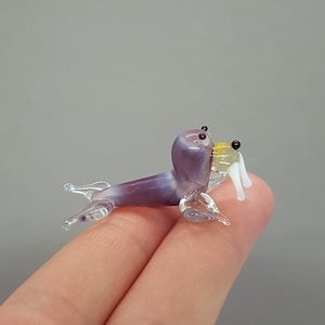 Miniature Glass Walrus Figurine, Miniscule Glass Sea Animals, Murano Glass Walrus, Collectible Glass Animals