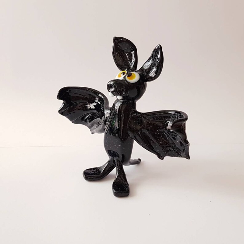 Glass Bat Figurine Bat Figurine For Halloween Hand Blown Bat Etsy