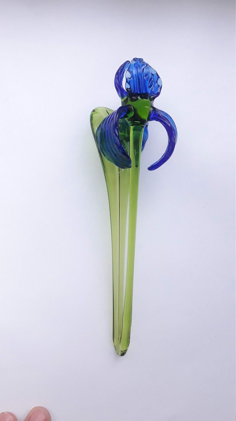 Glass Iris Flower Figurine Hand Blown Iris Flower Glass Etsy