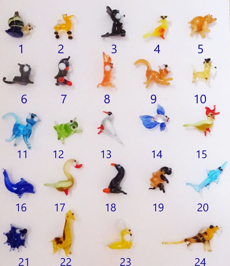 Miniature Glass Figurines Animals Hand Blown Image 0