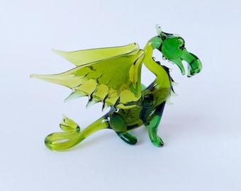 Murano Style Glass Dragon Figurine: Handmade Fairy Dragon Decor